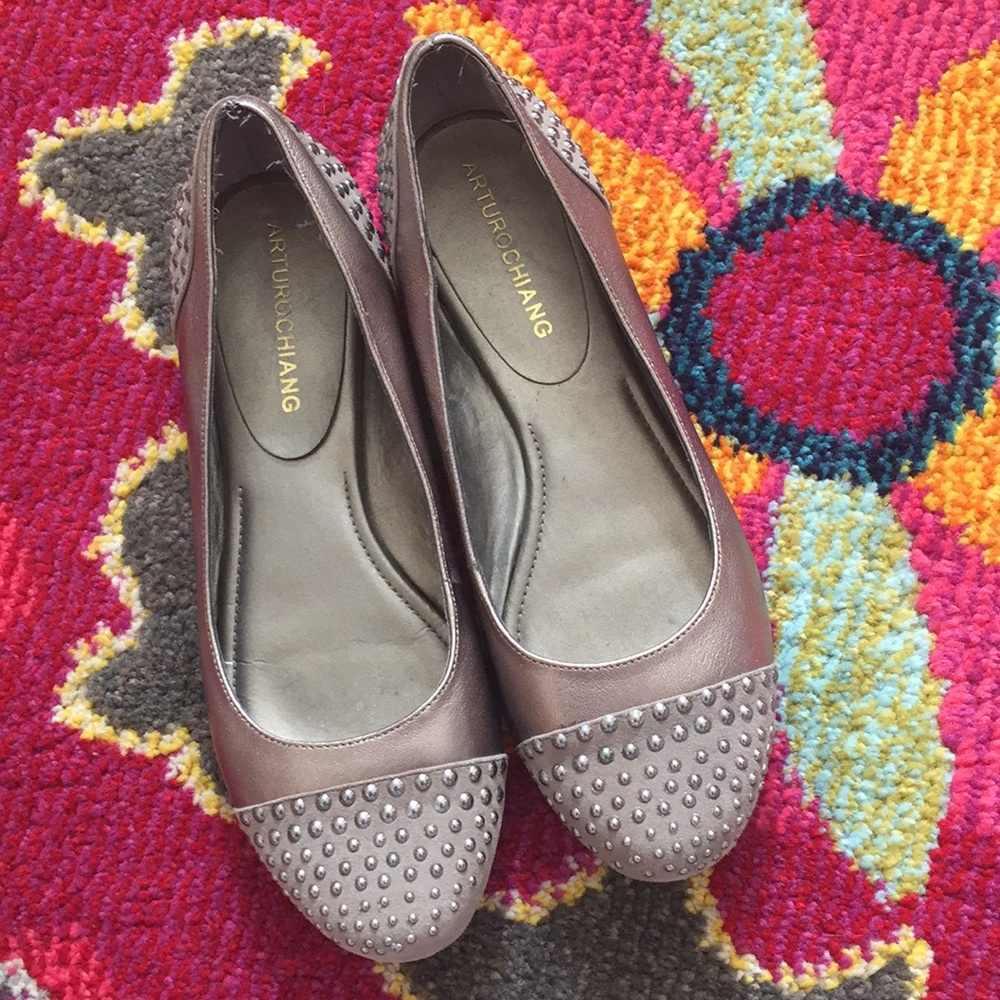 Arturo Chiang Metallic Studded Flats